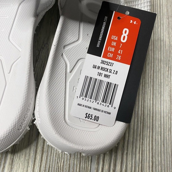 Under Armour Project Rock Logo Slide Sandals Men’s 8 White Fat Tire NWT - Picture 4 of 7